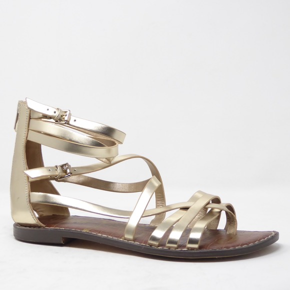 Sam Edelman Ganesa Gold Gladiator Sandals Ankle Strap Zipper Womens Size 10M - Picture 1 of 8